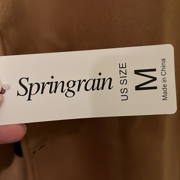 Men's Wool Blend Pea Coat Notched Collar Single Breasted Overcoat tan medium - Picture 7 of 8